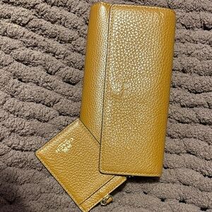 Coach Brown Pebbled Leather Wallet and Card Holder